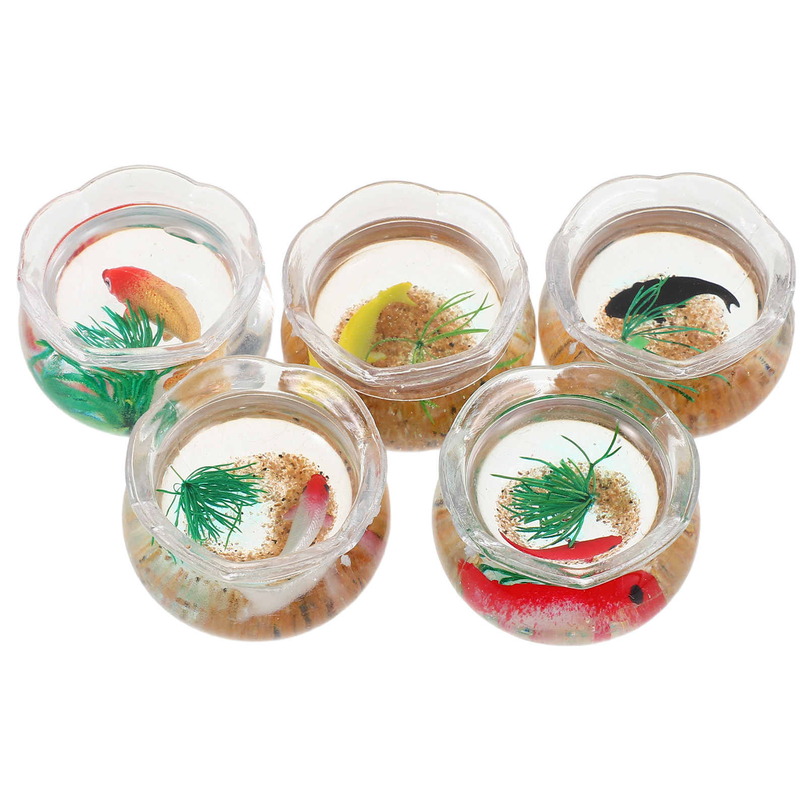 5Pcs Mini Fish Bowl Realistic  - Aquarium Plants review and price